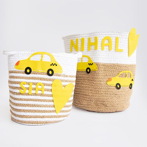 Pure Cotton Storage Basket Pair