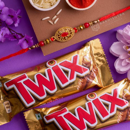 Stylish Kundan Rakhi N Twix Combo