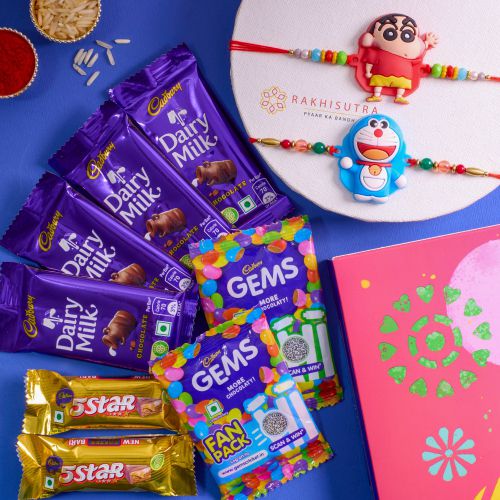 Adorable Cartoon Rakhi N Cadbury Celebrations Combo