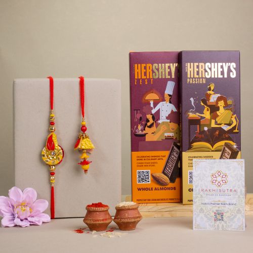 Amazing Zardosi Bhaiya Bhabhi Rakhi N Hersheys Combo