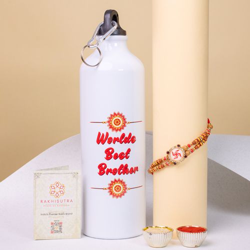 Sacred Swastik Rakhi N Bro Sipper Gift Set