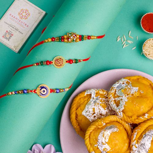 Elegant Rakhi and Sweet Treats Set