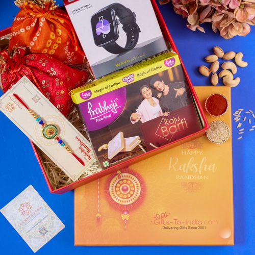 Festive Moments Smart Watch  N  Rakhi Hamper