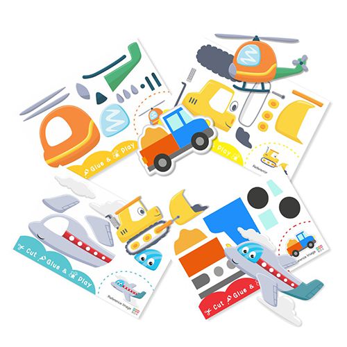 Cut  N  Glue Vehicles Activity Kit